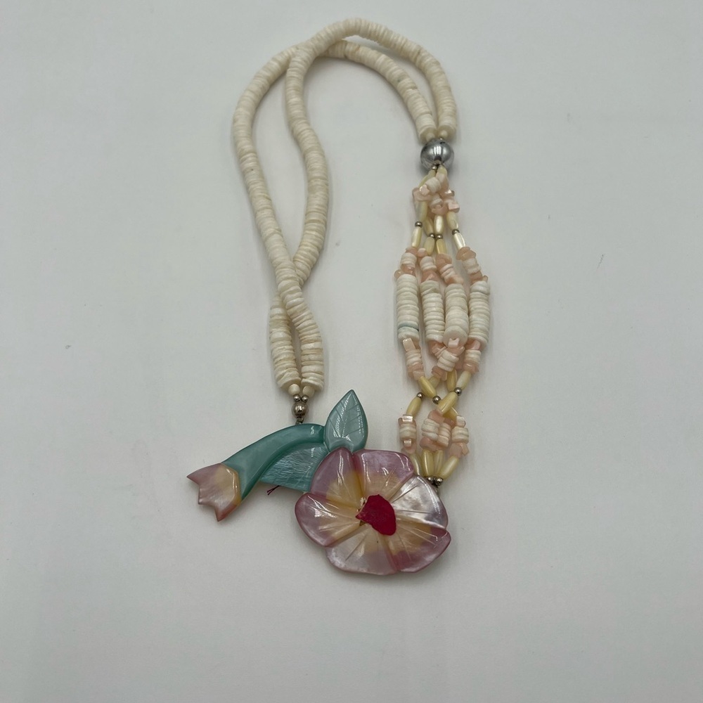 Inlay Pendant Asymmetrical Statement Necklace - Picture 5 of 9